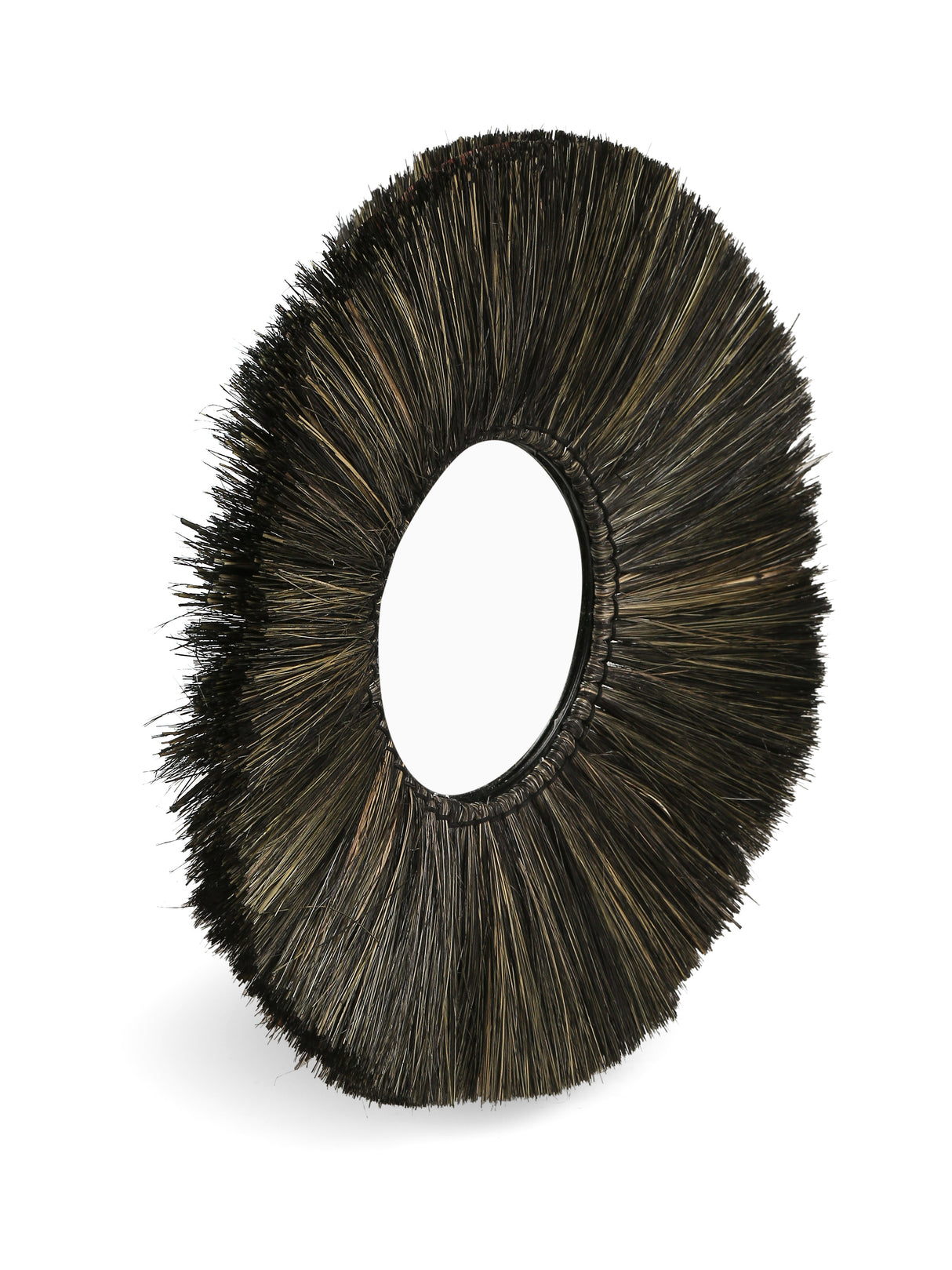 Mirror - Eye shaped decorative crafted with Natural sea grass in black finish