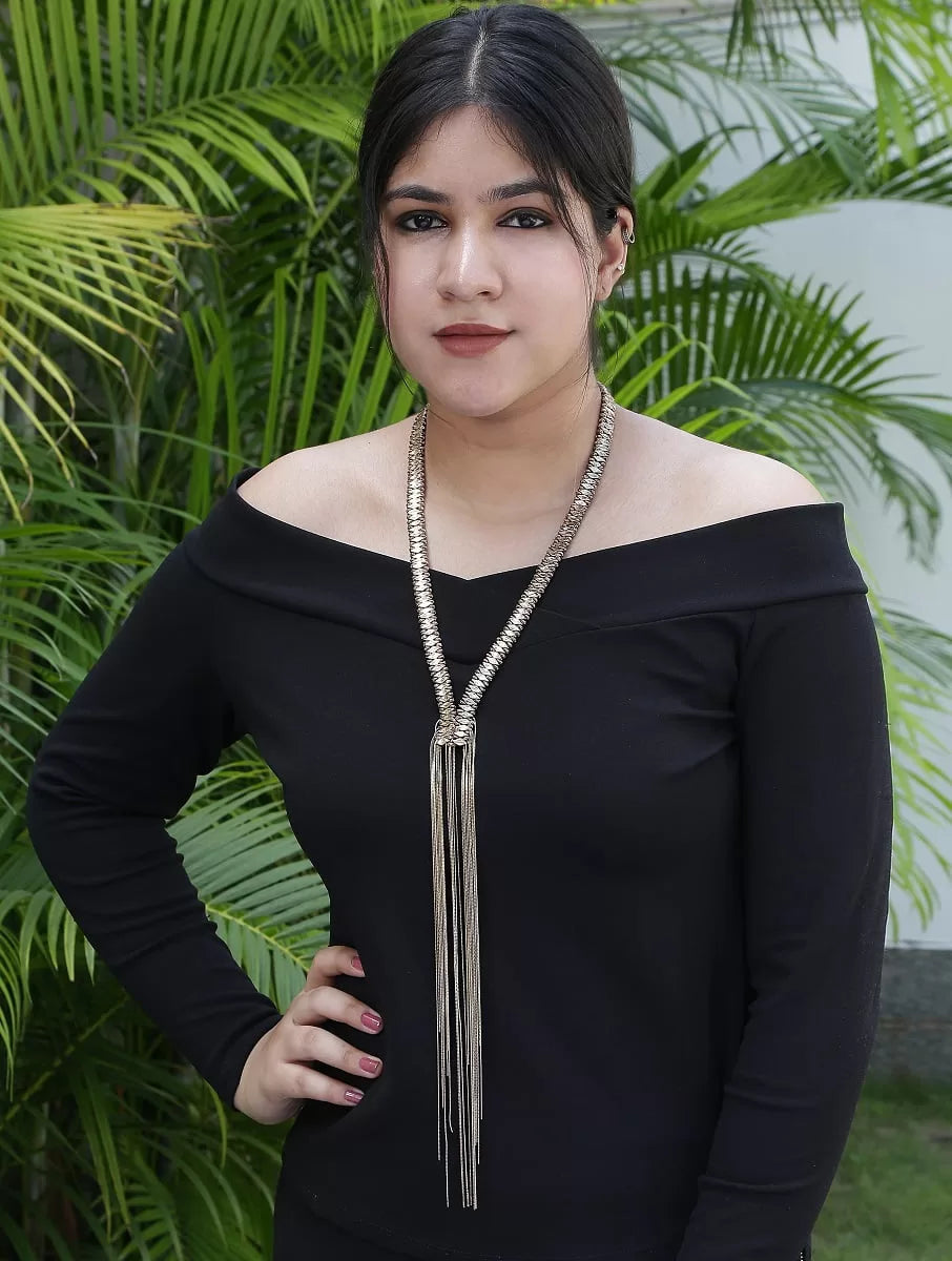 Necklace - Metal Chain with Brass Beads