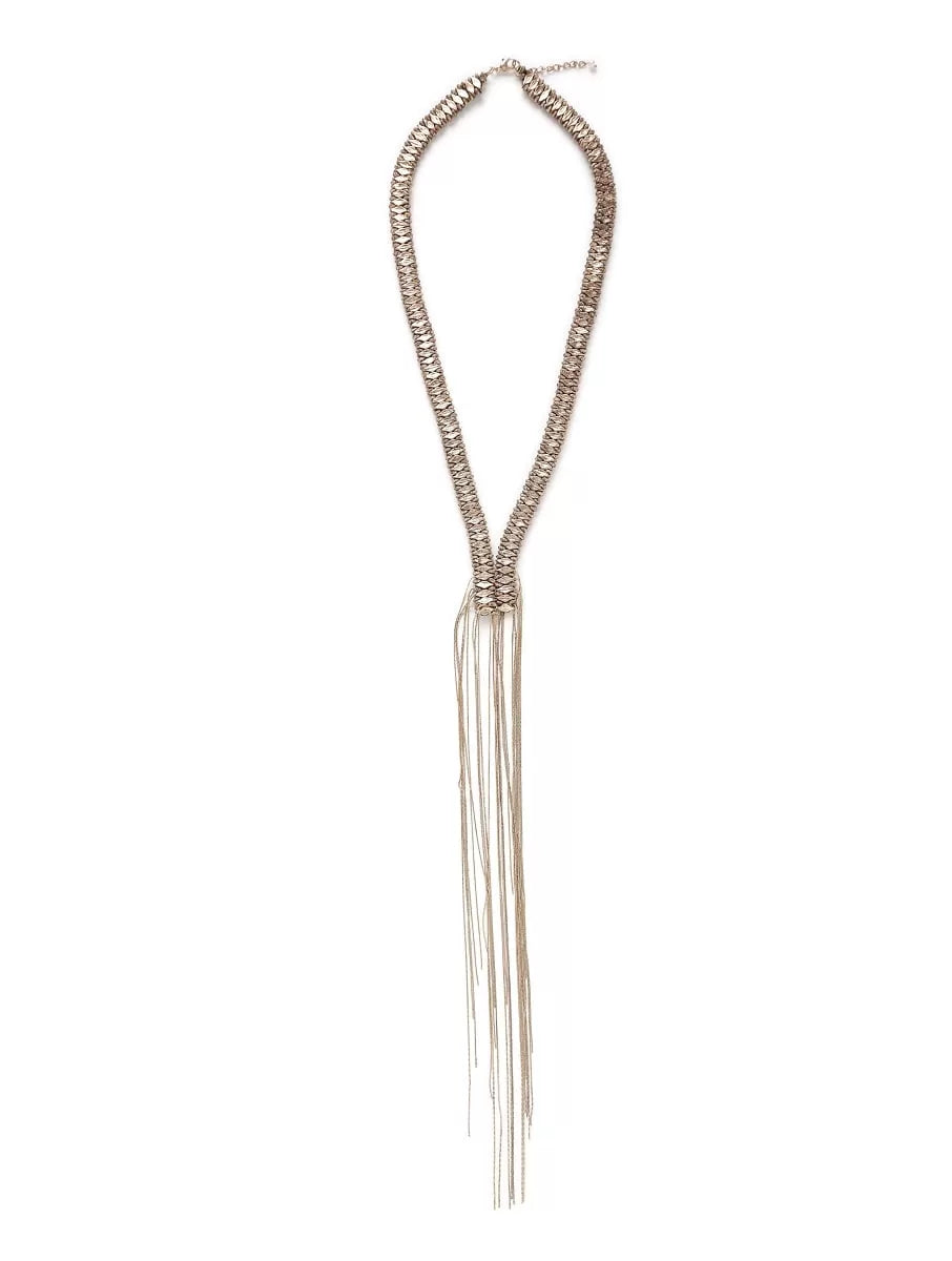 Necklace - Metal Chain with Brass Beads