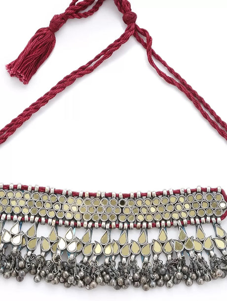 Choker Necklace - Glass with Removable Pendant - Gold Tone Glass