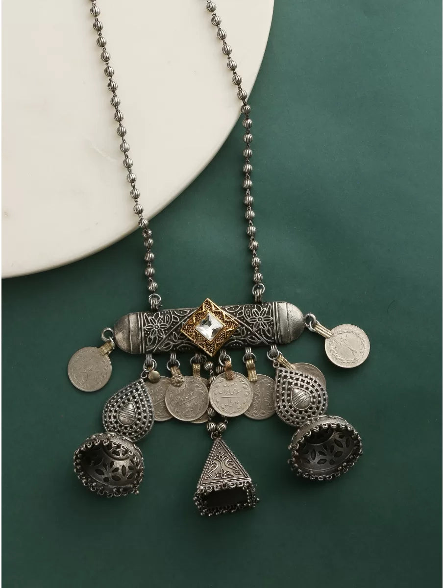 Pendant - Afghani With Flower Jhumaki And Kundan