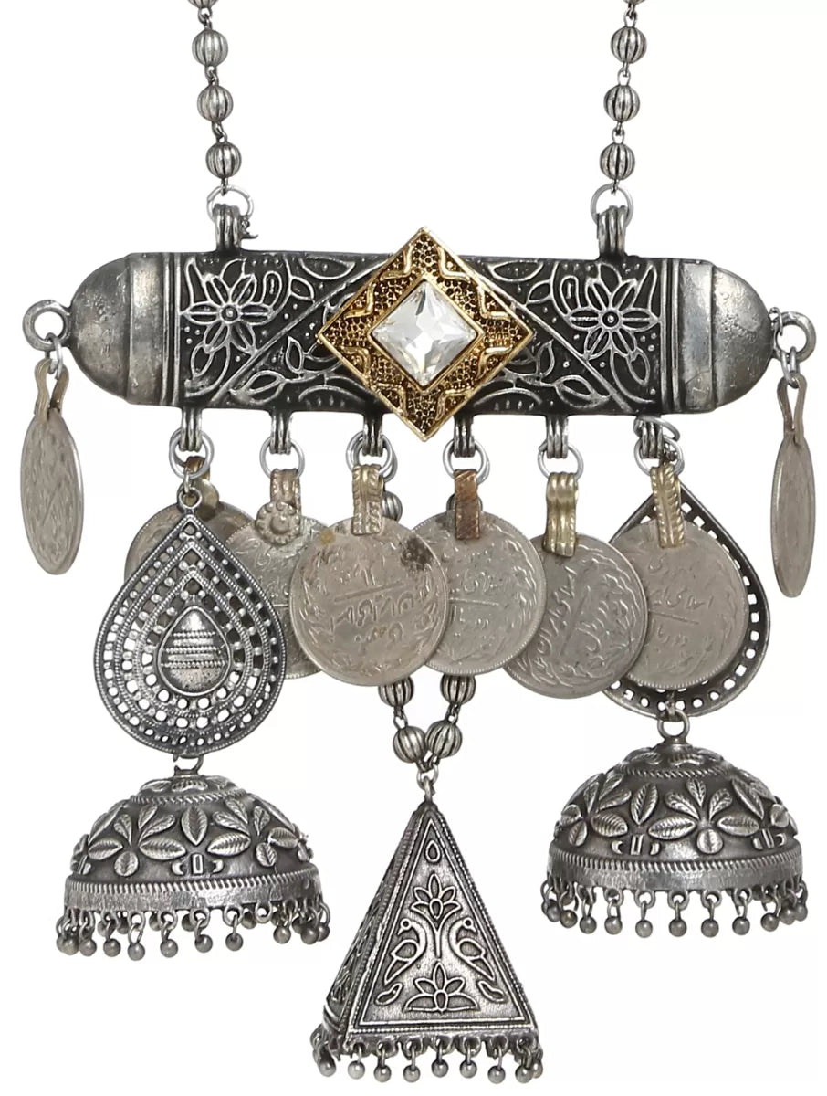 Pendant - Afghani With Flower Jhumaki And Kundan