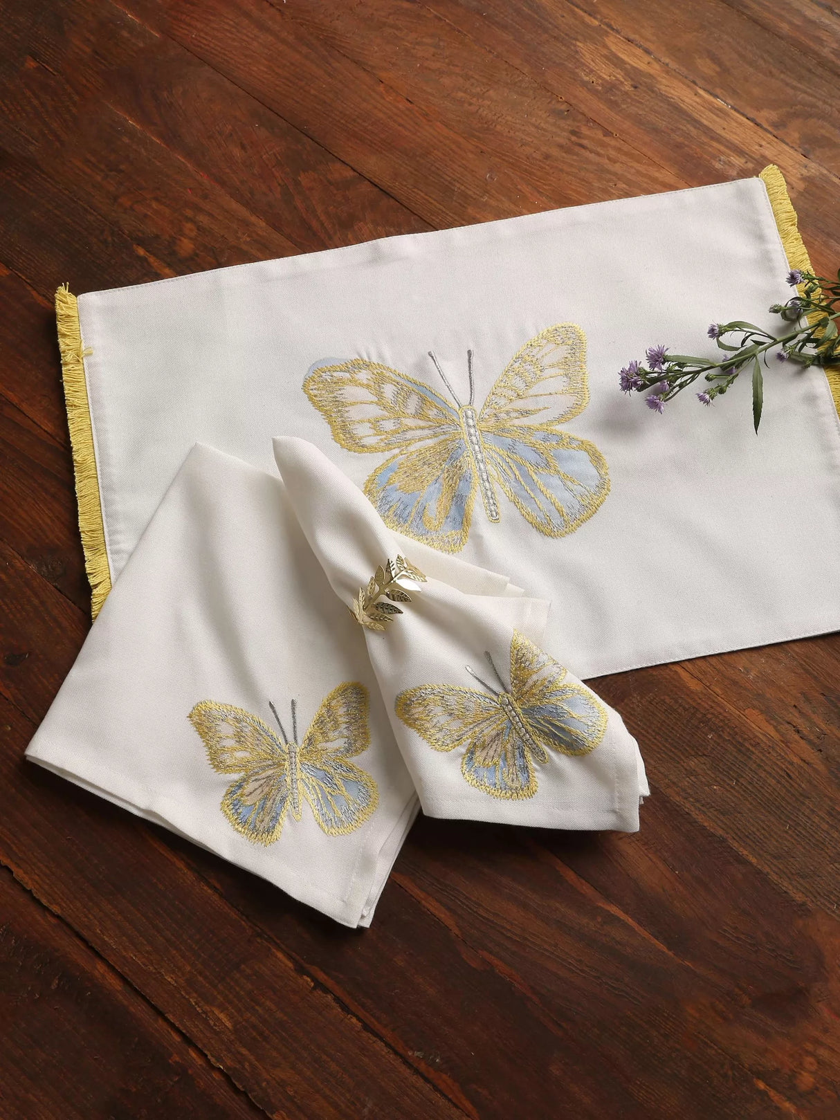 Napkin - With Butterfly Applique And Embroidery Set of 4