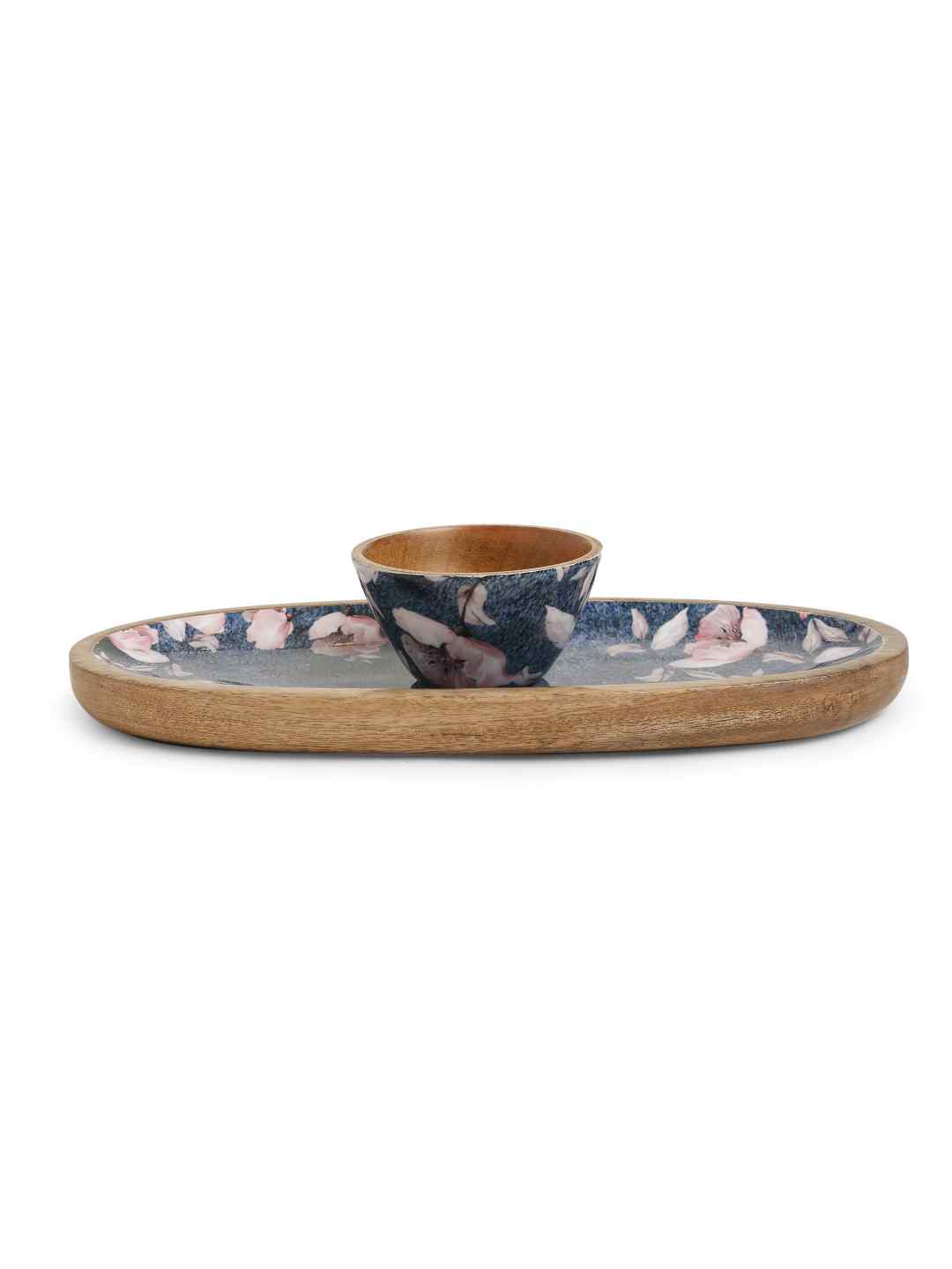 Platter And Bowl - Blue Chip And Dip In Flower Design