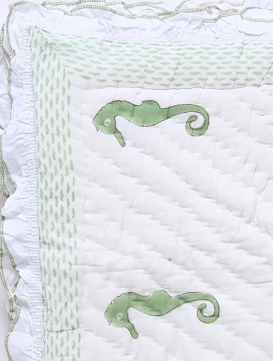 Baby Quilt - Seahorse Hand Block Print