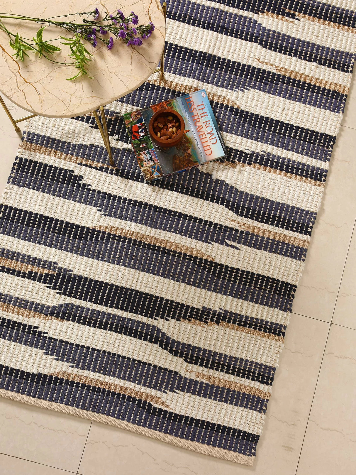 Blue And Off White Dari With Golden Details