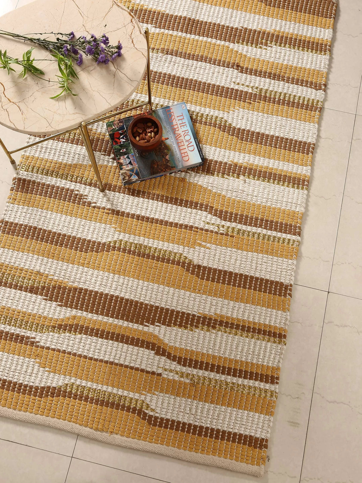 Yellow And Off White Dari With Golden Details