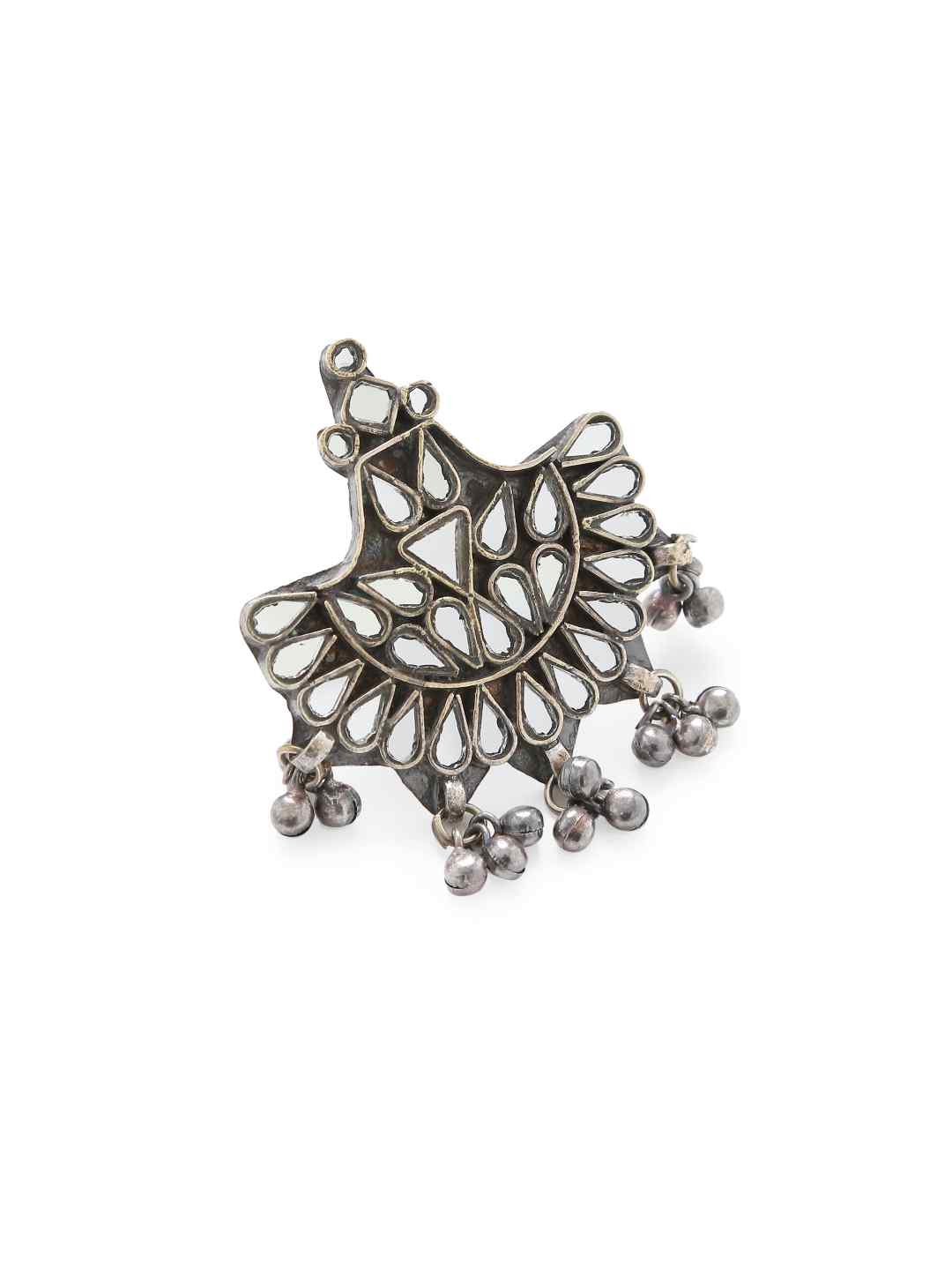 Ring - Glass Detail With Ghungroos