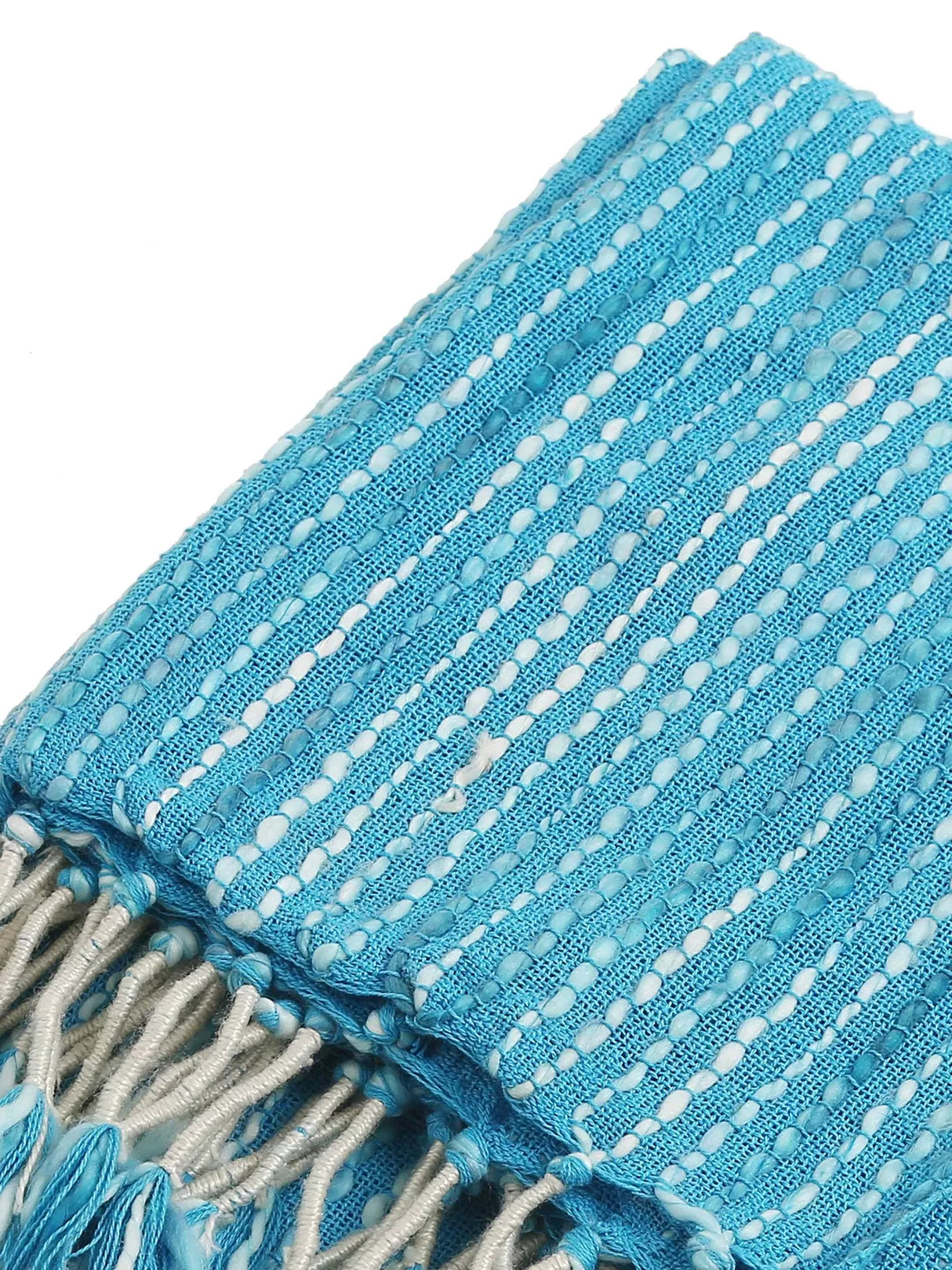 Cotton Throw - Soft Chunky With Acrylic Wood Details - Turquoise