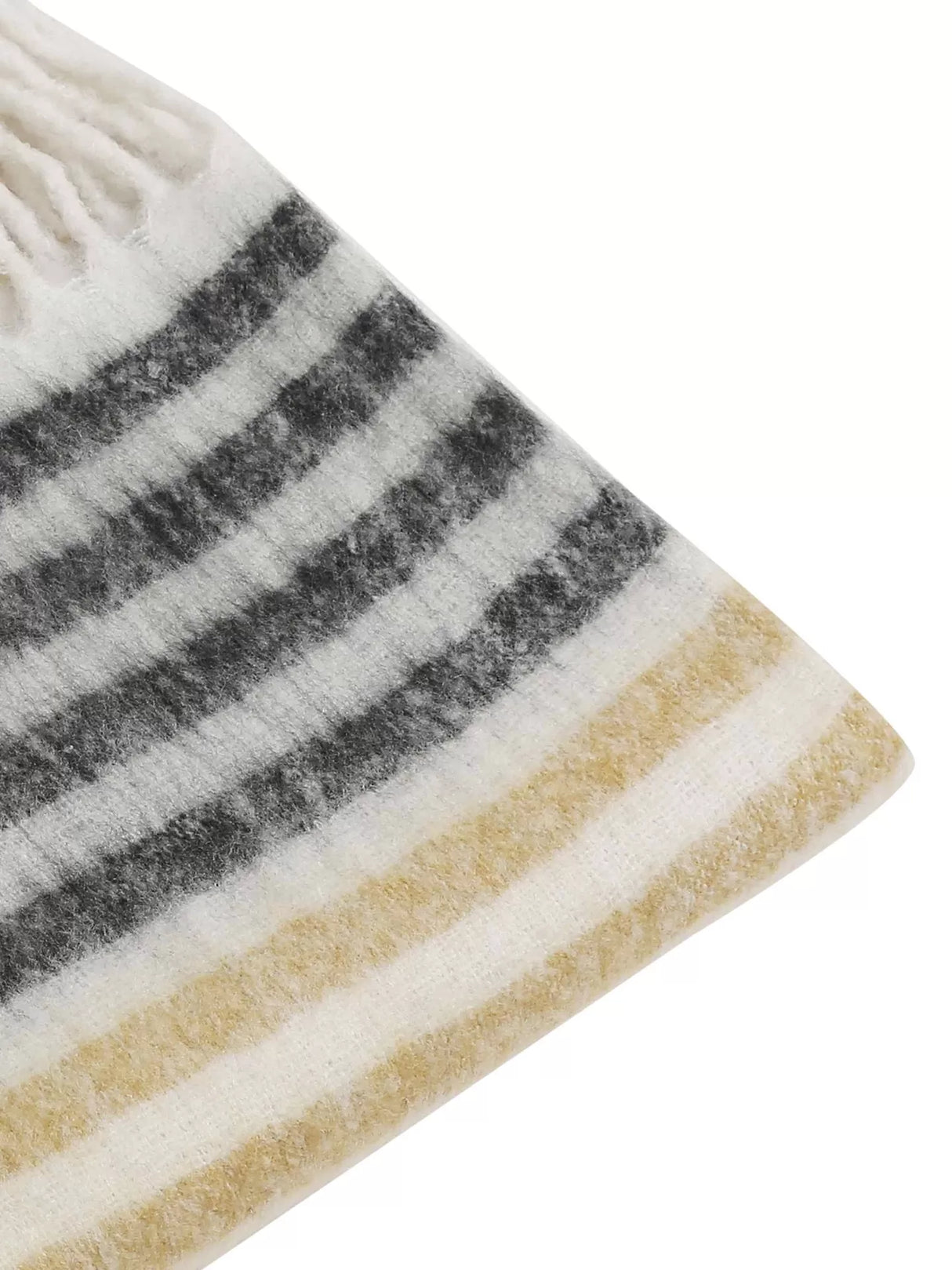 Acrylic Throw - Soft Wool In Hues Of Mustard, Rust, Ivory And Black