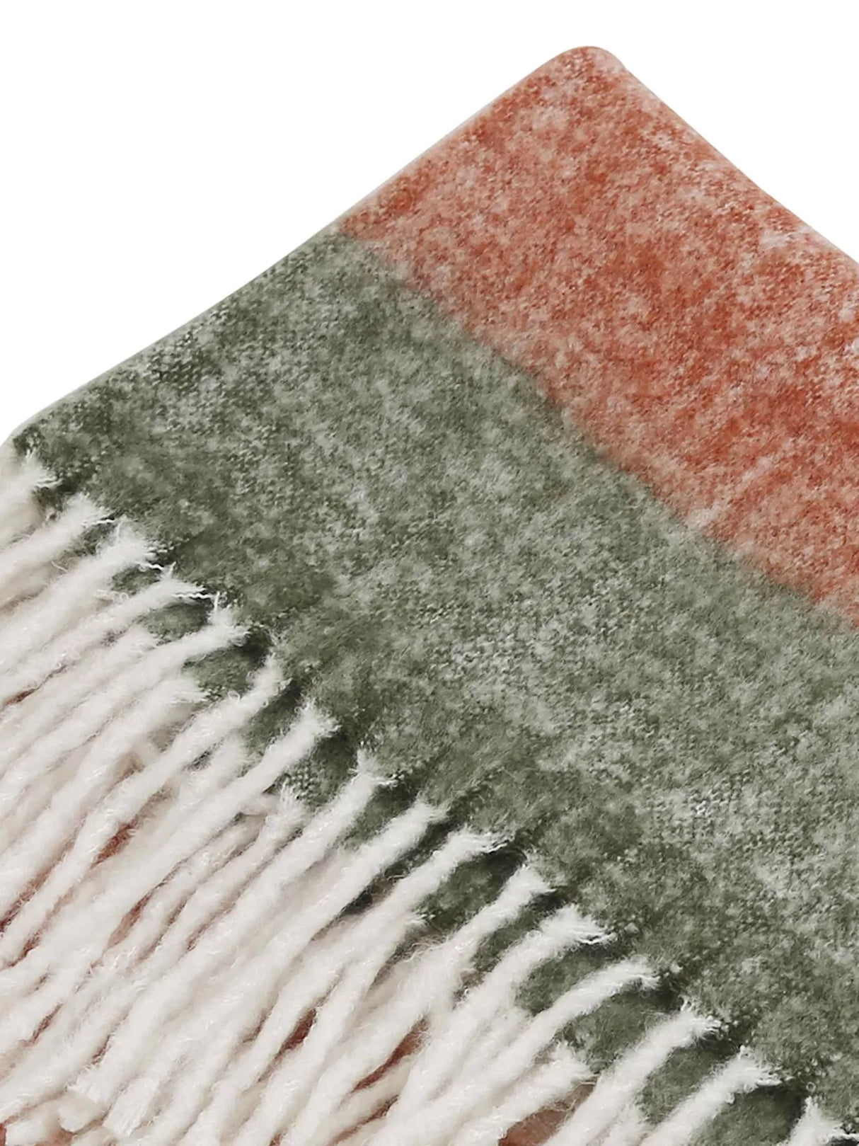 Acrylic Throw - Soft Wool In Hues of Green, Blue, Rust And Ivory