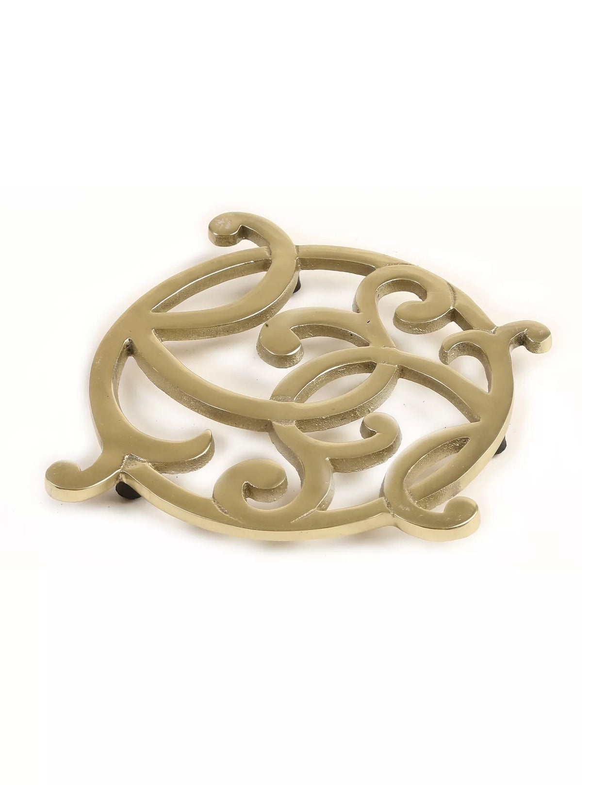 Trivet - Matt Gold Flower Design Round - Style 02