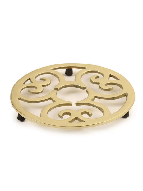 Trivet - Matt Gold Flower Design Round - Style 03
