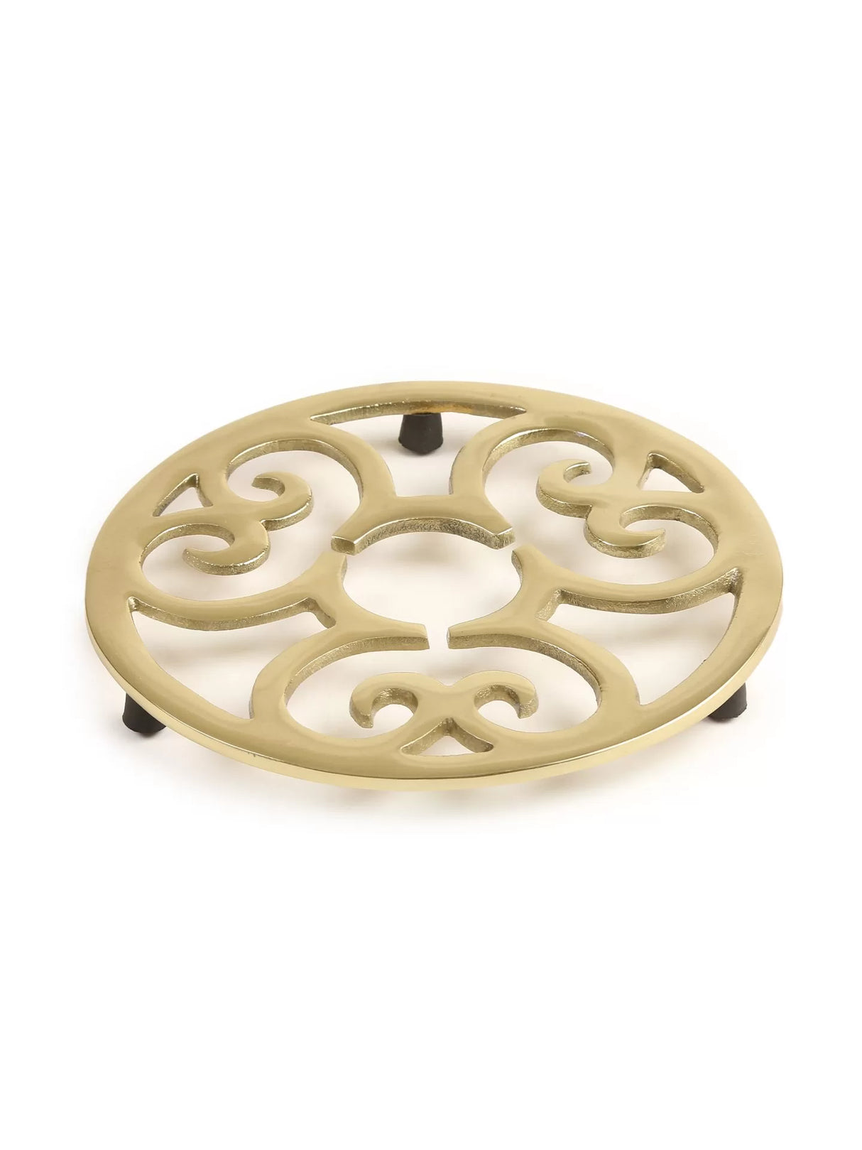 Trivet - Matt Gold Flower Design Round - Style 03