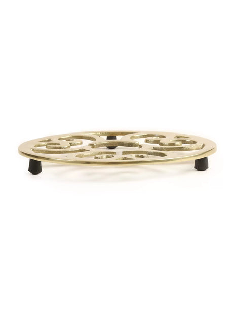 Trivet - Matt Gold Flower Design Round - Style 03