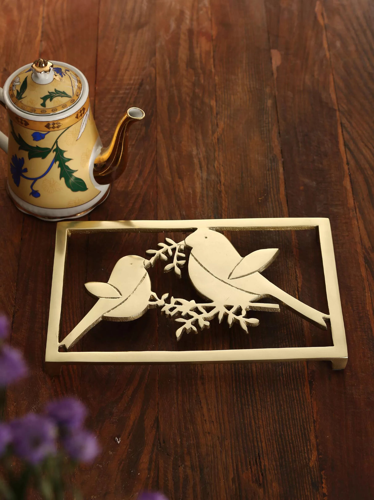 Trivet - Sparrow Design Gold Tone - Large