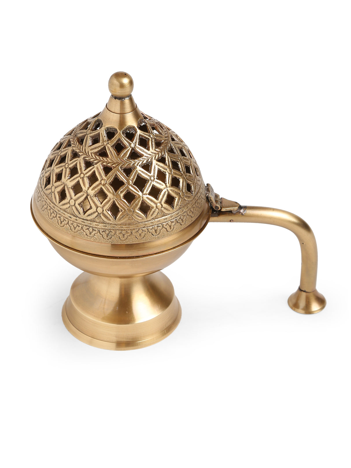 Dome shape brass incense burner with handle