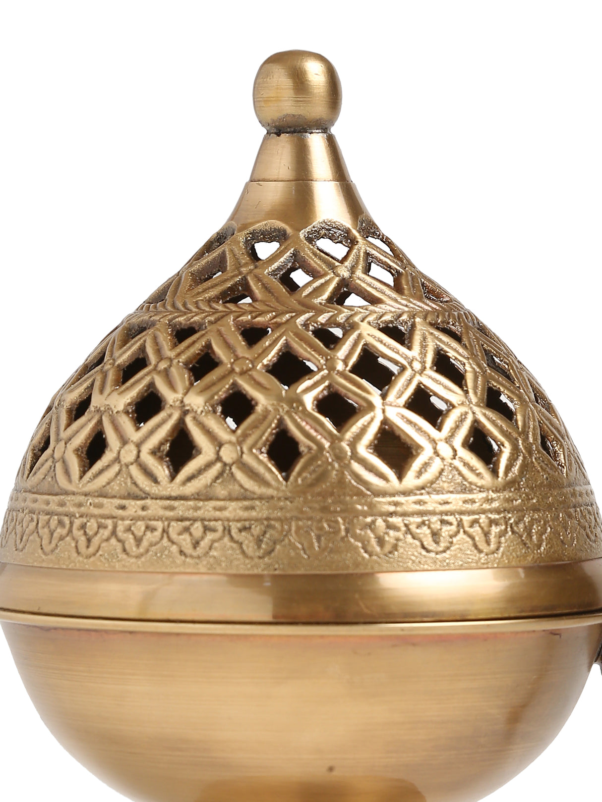 Dome shape brass incense burner with handle