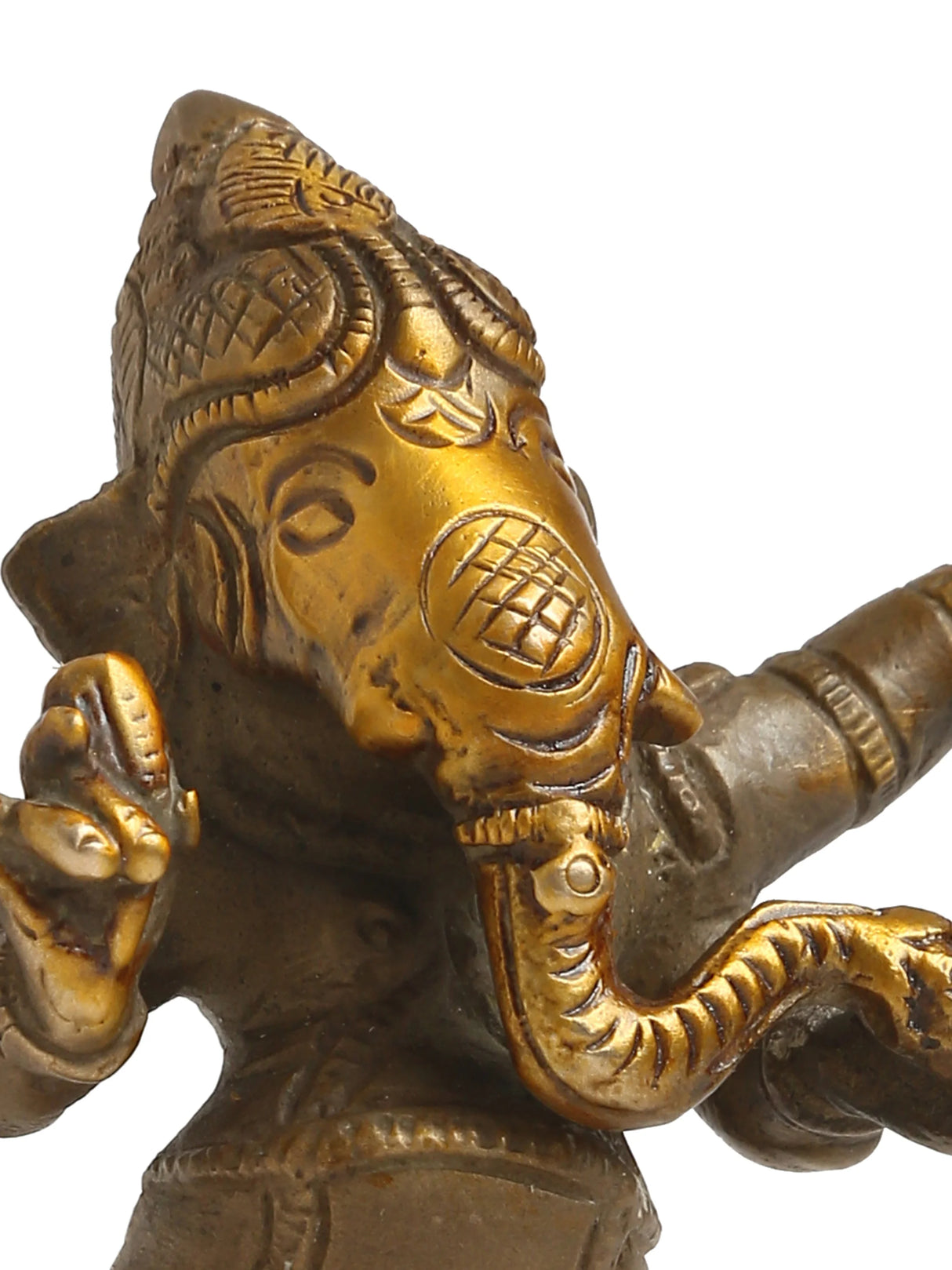 Brass Statue - Dancing Ganesh with Stone Finish Details
