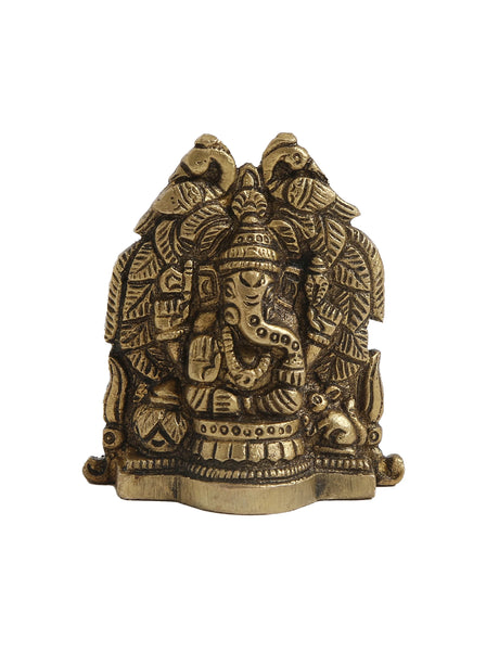 Carved brass Ganesha statue symbolizing prosperity and wisdom.