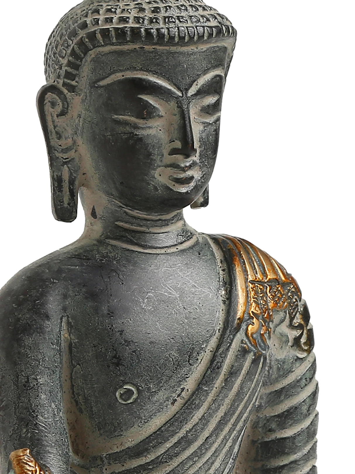 Brass Statue - Buddha in Antique Blue Stone Finish
