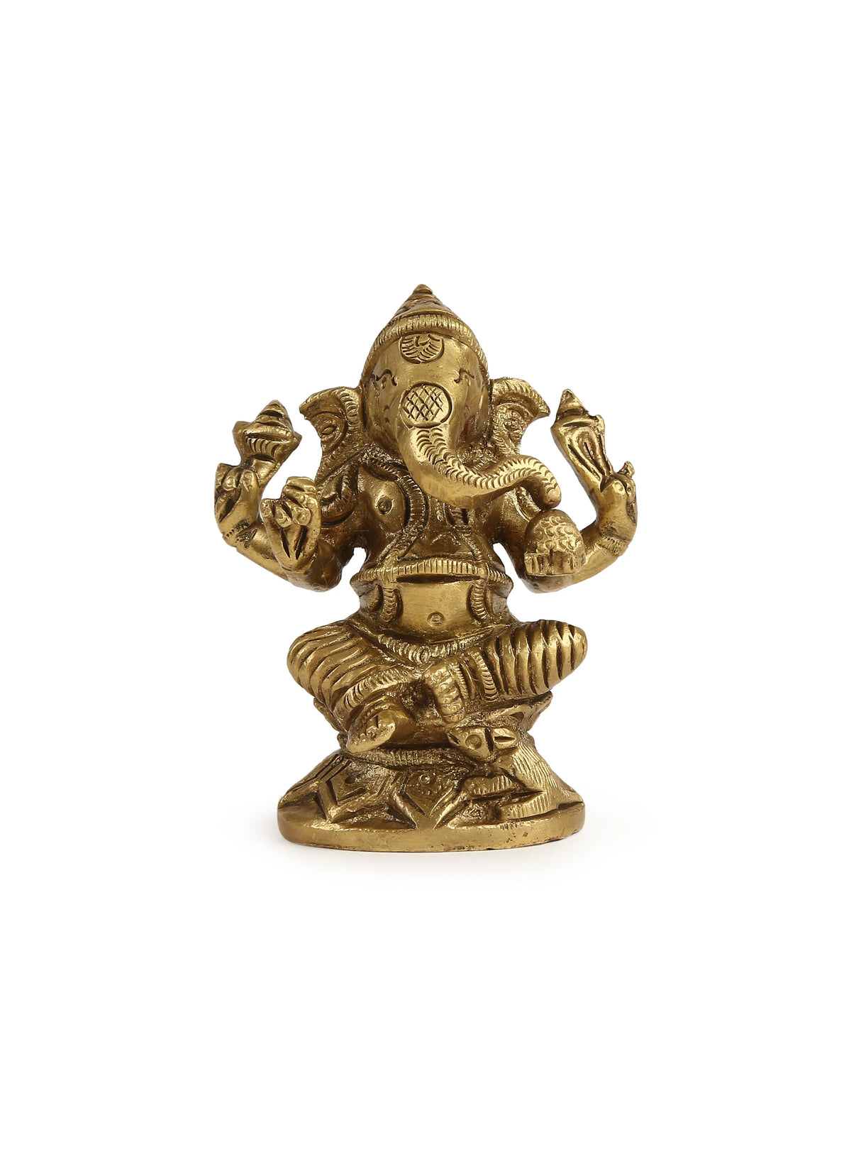 Brass Statue - Ganesh On A Round Base