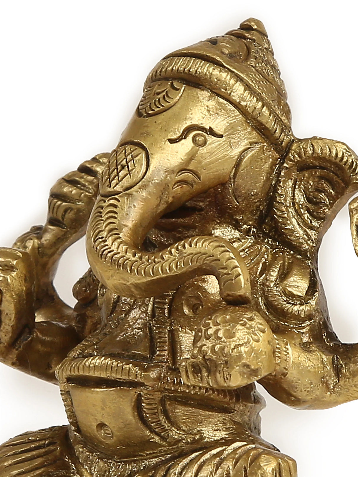Brass Statue - Ganesh On A Round Base