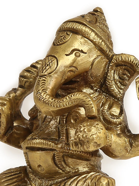 Handcrafted antique statue of Ganesh in brass symbolising prosperity and good luck.