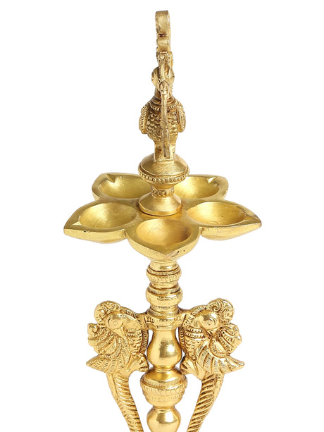 Diya - Peacock with five Diyas