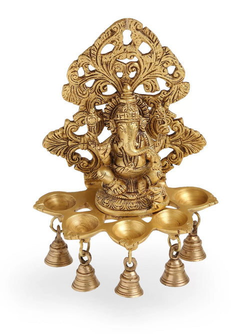 Bell - Brass Ganesha Lamp With Bells