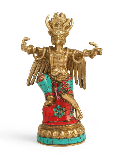 Handcrafted Brass Statue - Garuda in Stone work