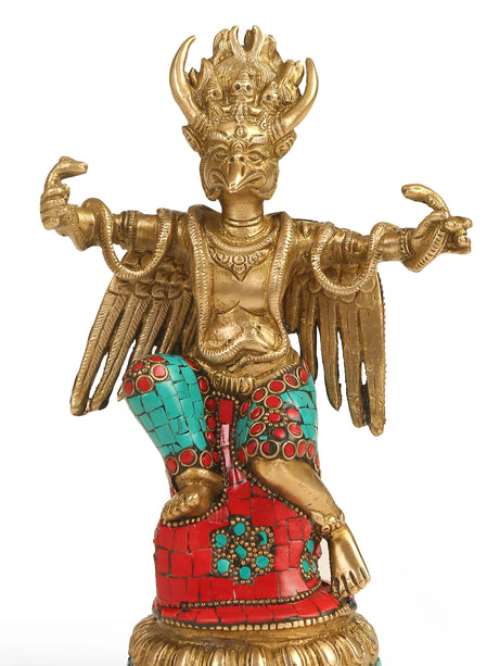 Handcrafted Brass Statue - Garuda in Stone work 3