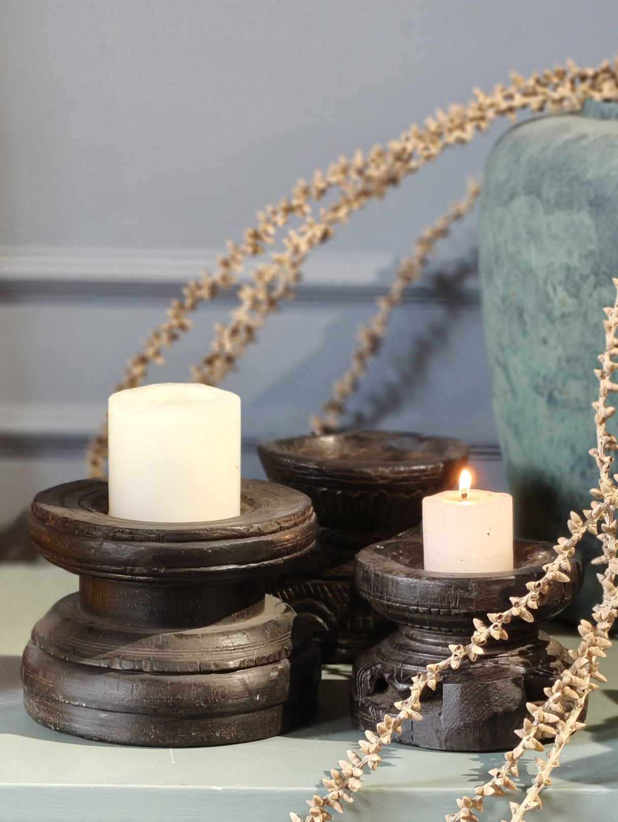 Wooden Antique candle holder