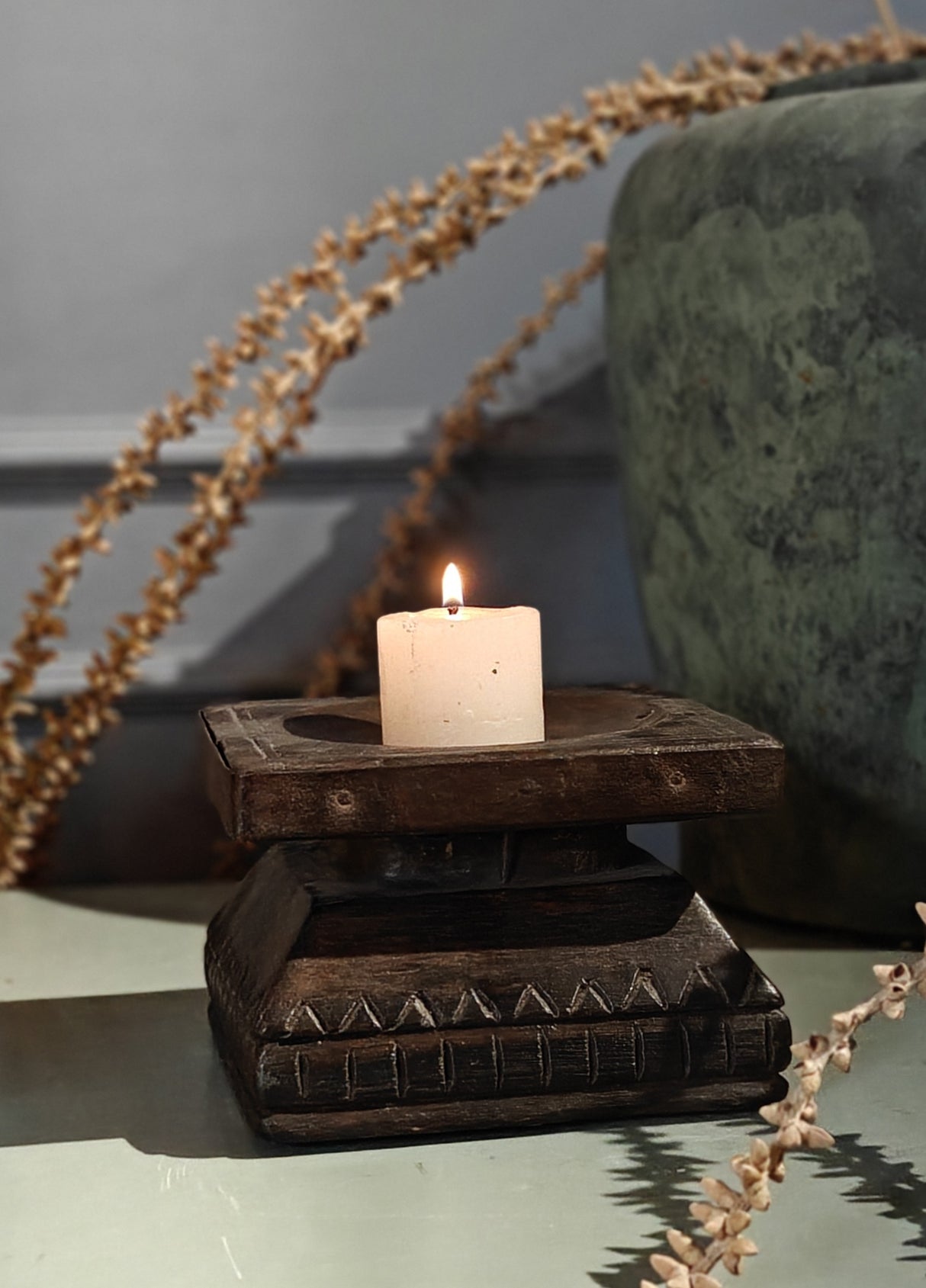 Wooden Antique candle holder