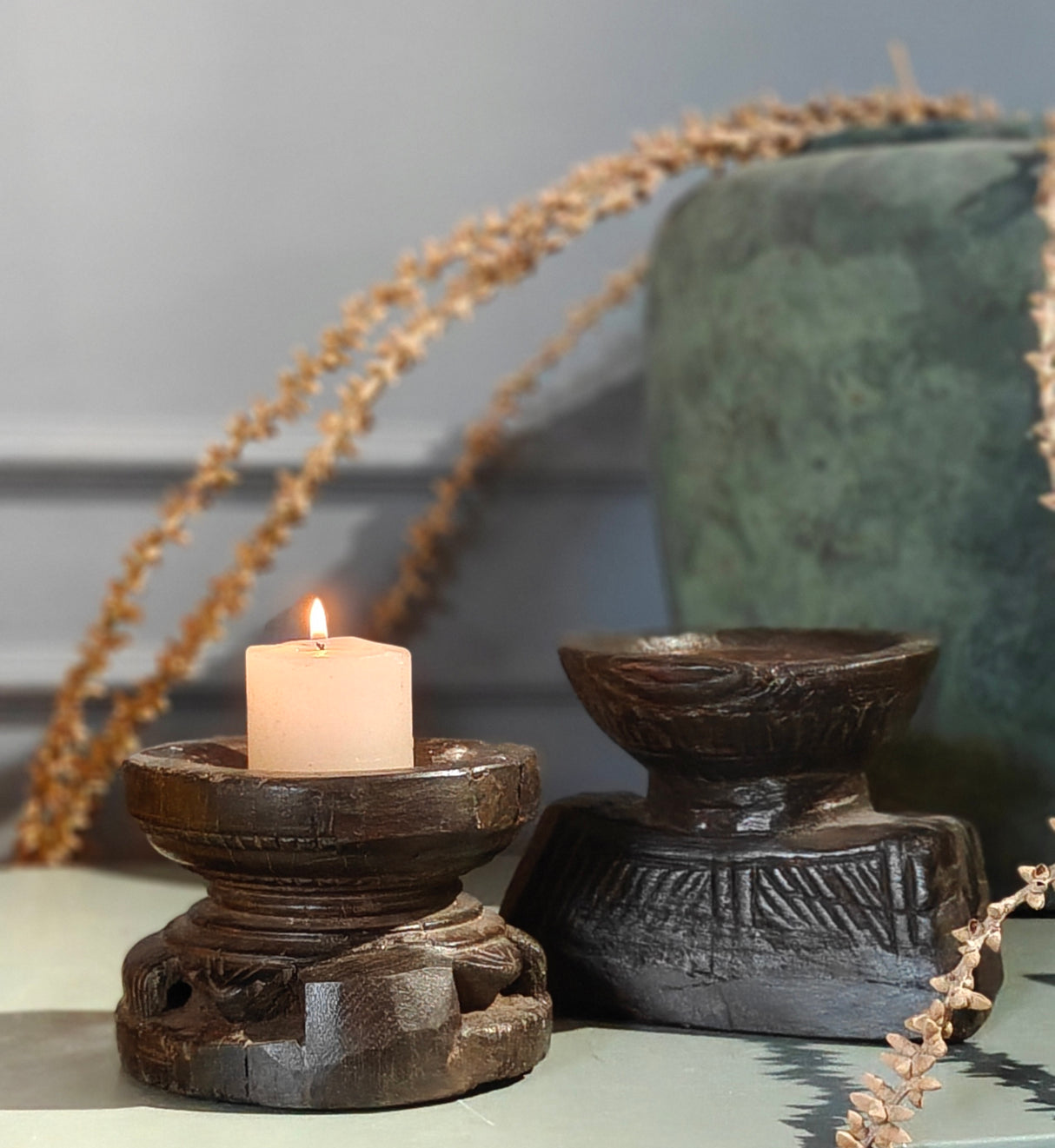 Wooden Antique candle holder