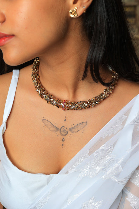 Mumtaaj Gold-multi cloured Hasli-set