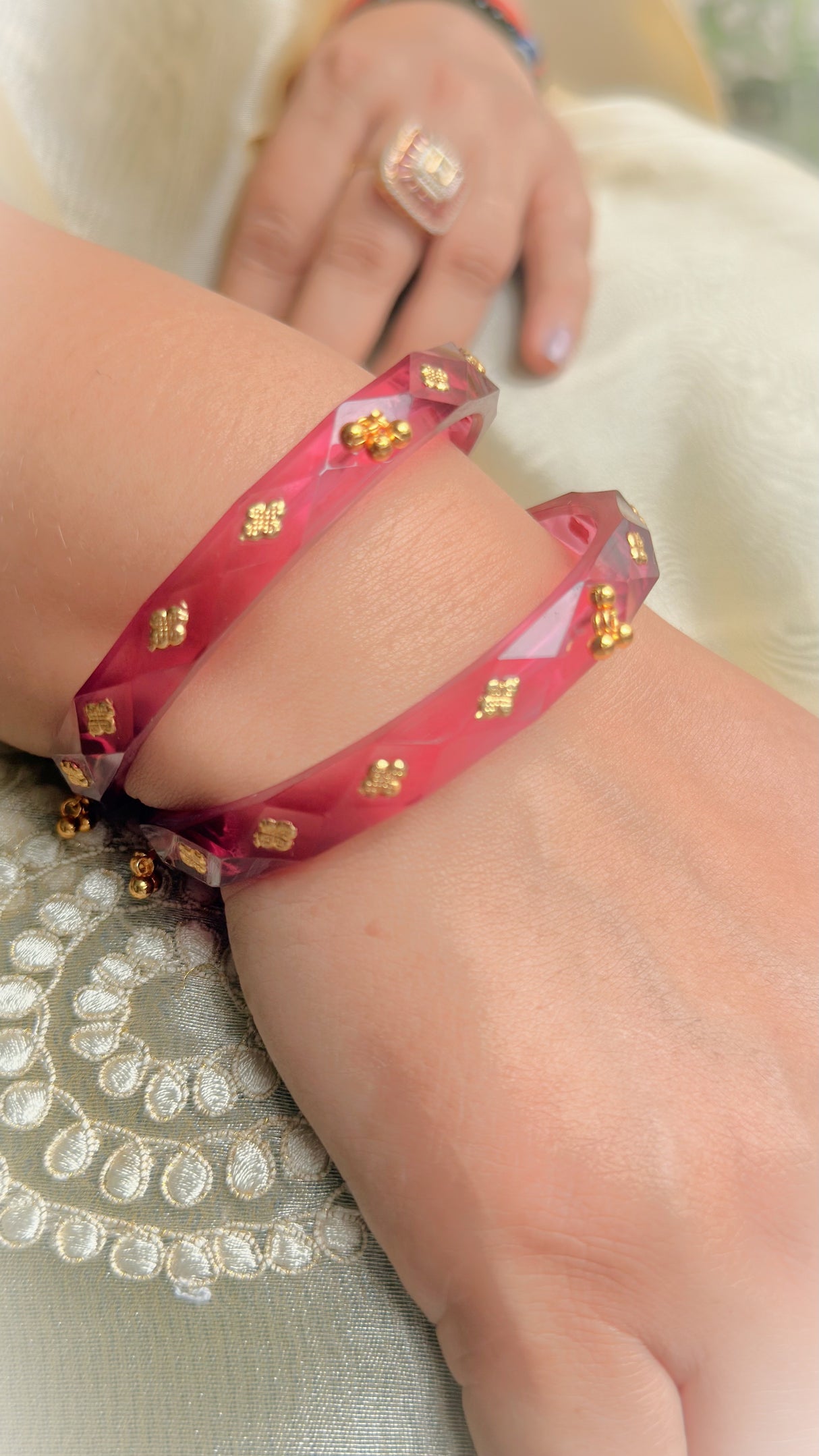 Ruhani Brass leaf And Small Bell Bangles