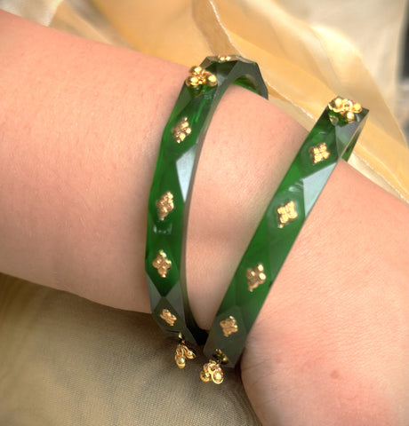 Ruhani Brass leaf And Small Bell Bangles