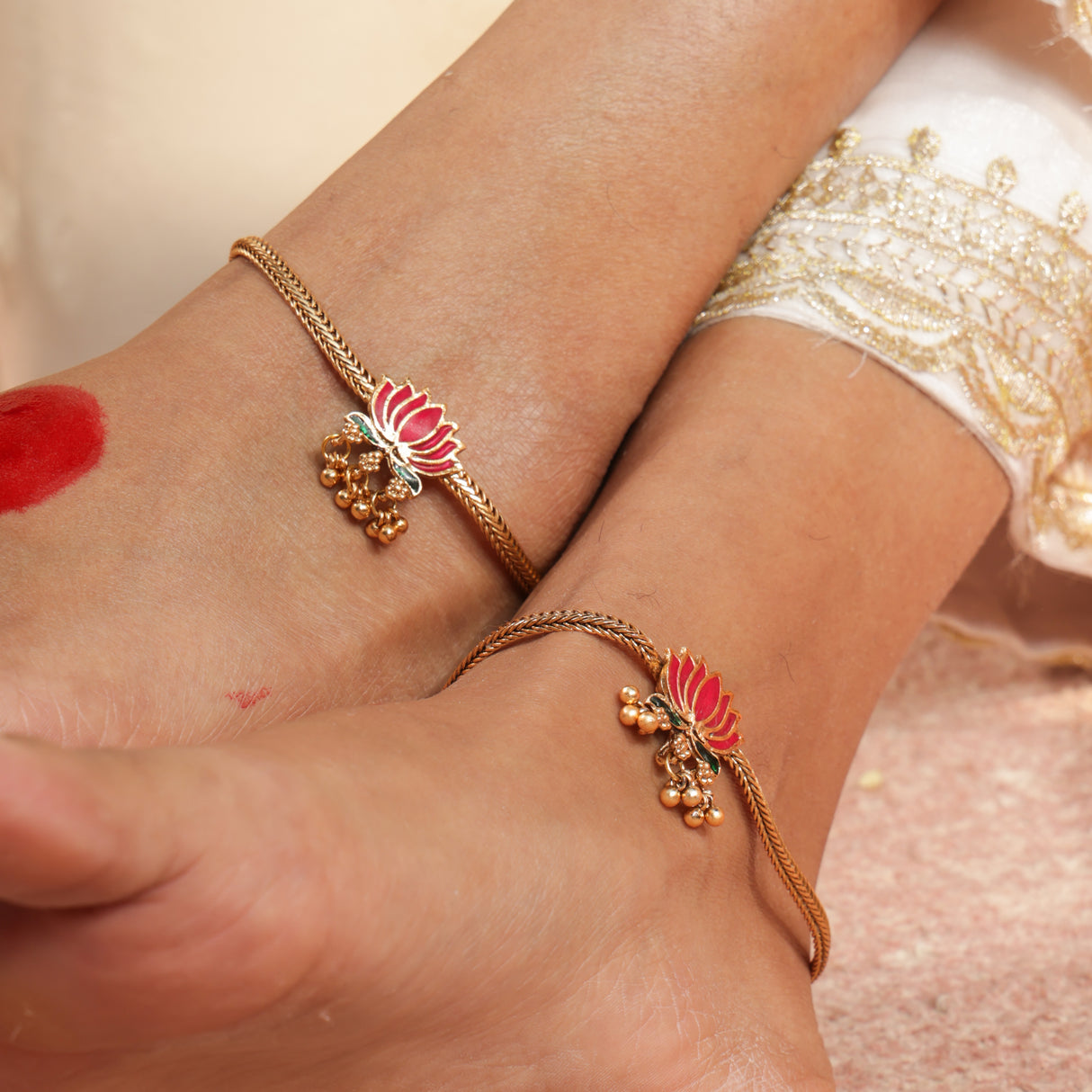 Anklet-Lotus Charm Gold