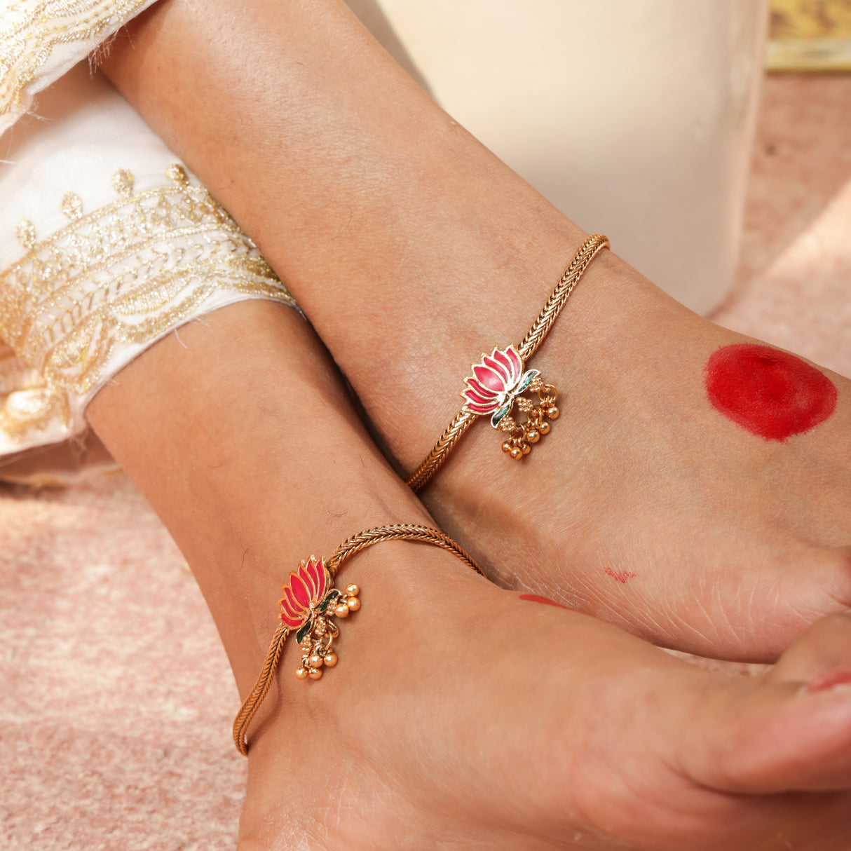 Anklet-Lotus Charm Gold