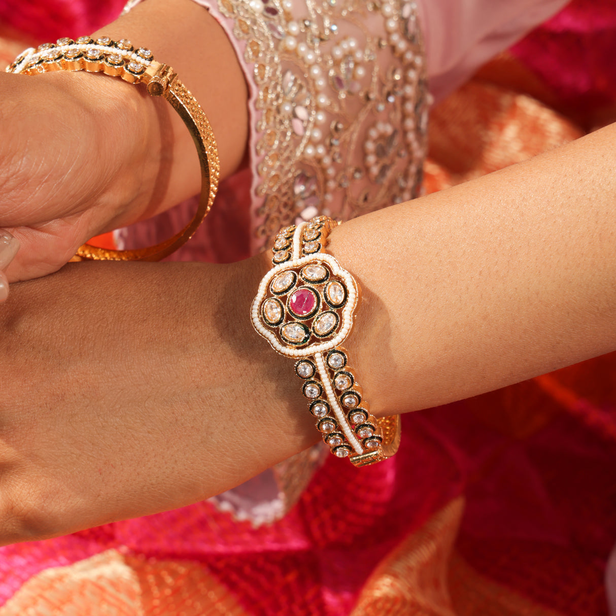 Nuran Ruby Polki Pearl Heritage Bracelet