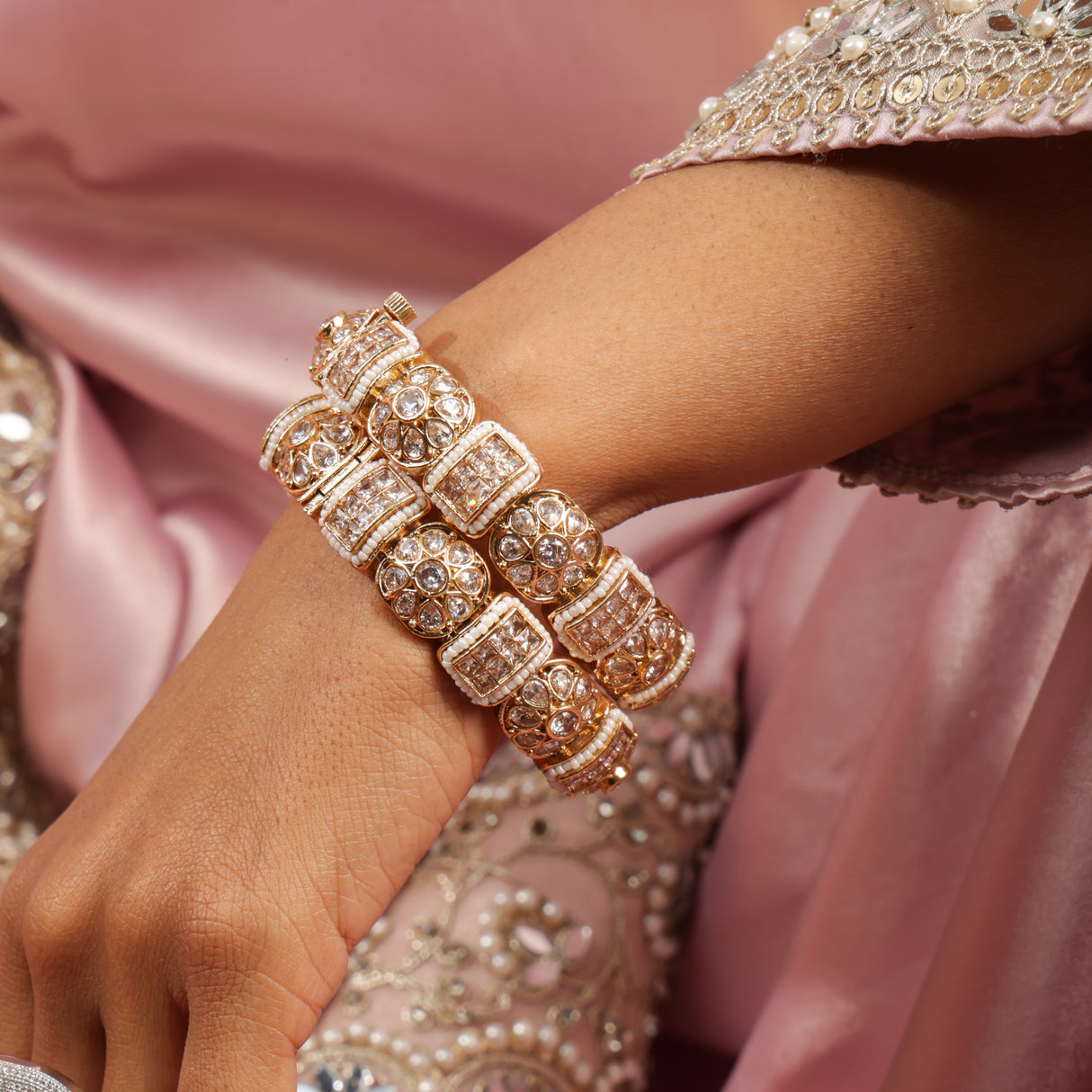 Gulbahar Polki Pearl Regal Statement Bracelet