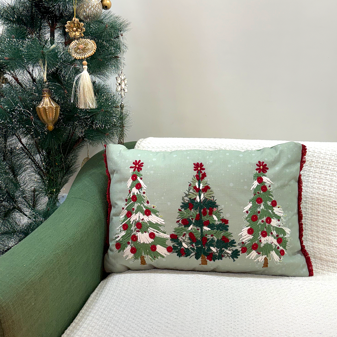 Christmas tree design cushion-Filled