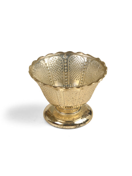 Silver mercury glass decorative bowl with pedestal base