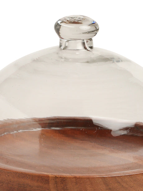 Wooden cake stand with cloche