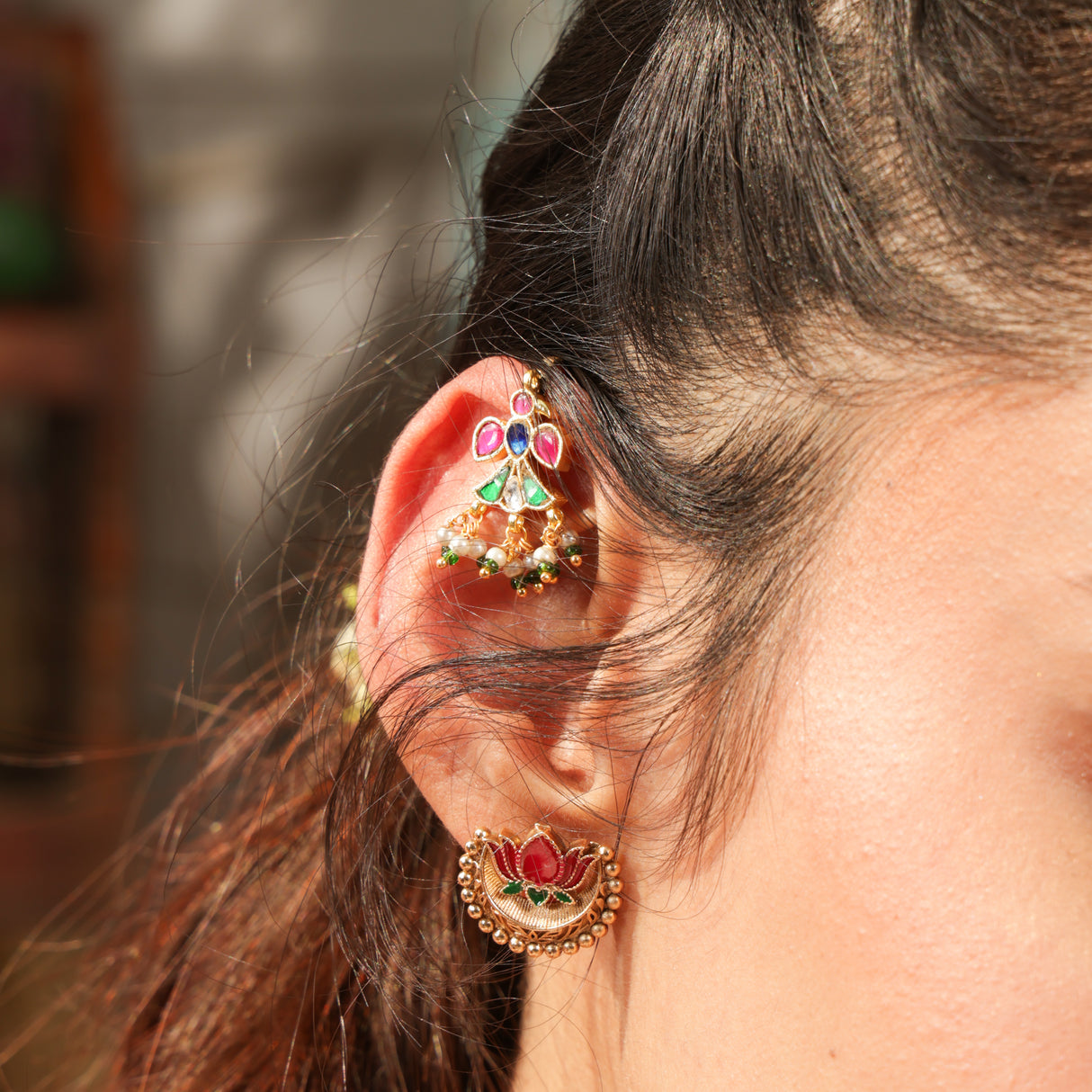 Royal Polki Floral Ear Cuff