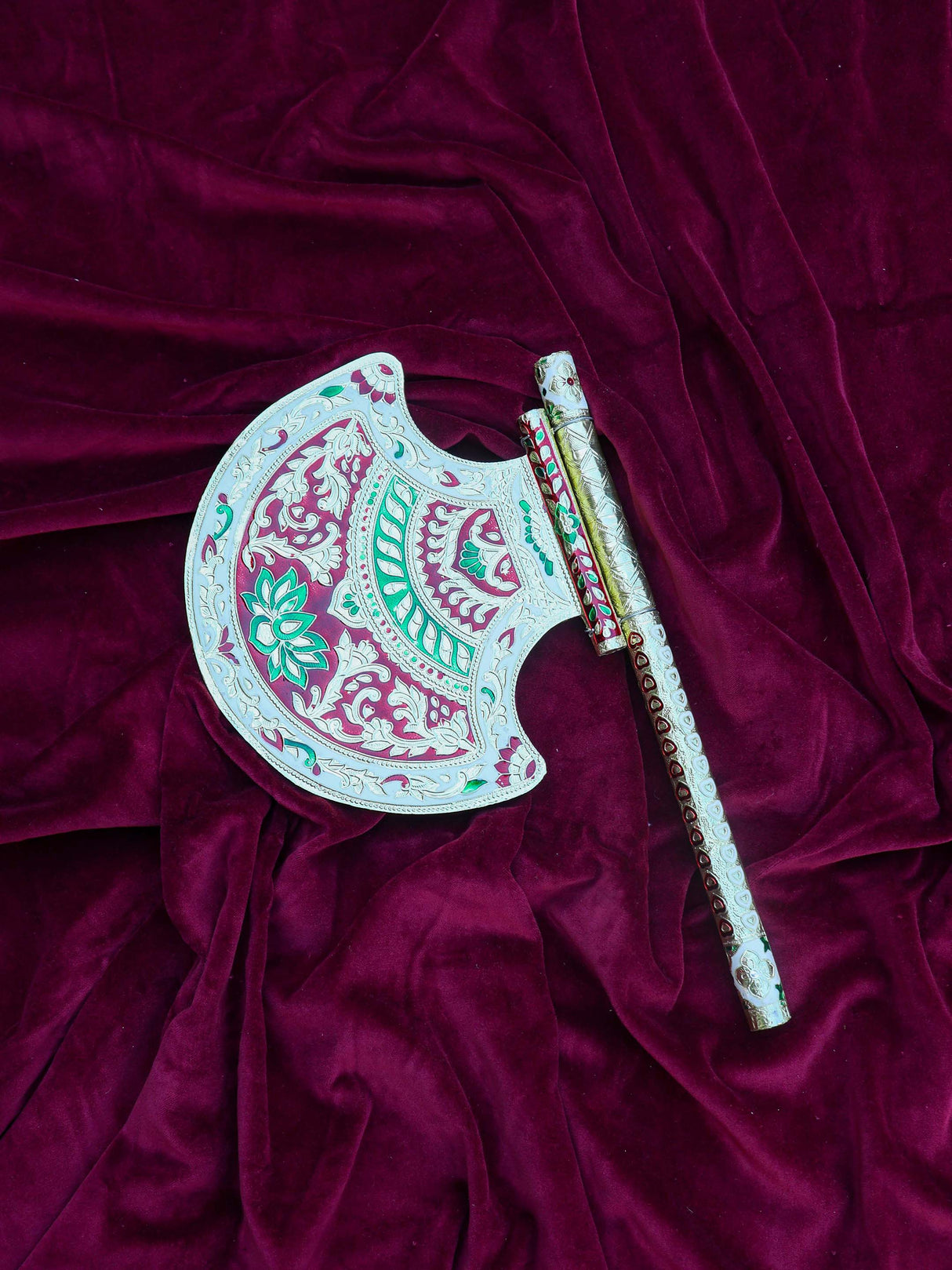 Silver Hand Fan With Beautiful Carving Design