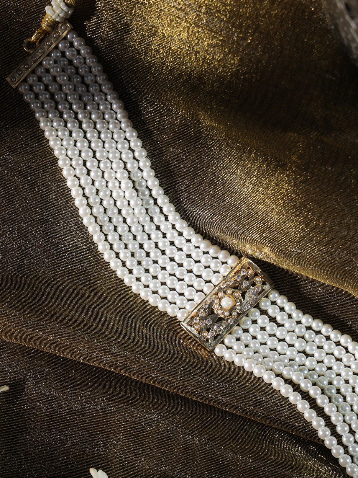 Bela Elegant Pearl Choker with Jadau gold plated pendant