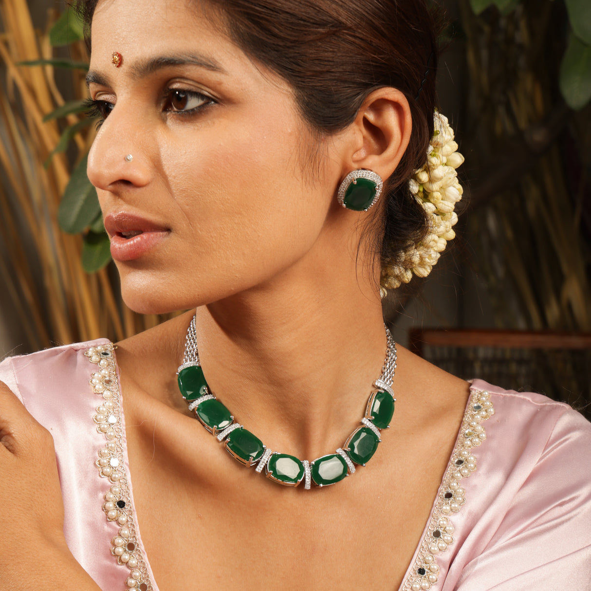 Sera Emerald Royale Statement Necklace Set