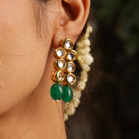 Aira Rajwada Pearl & Emerald Layered Necklace Set